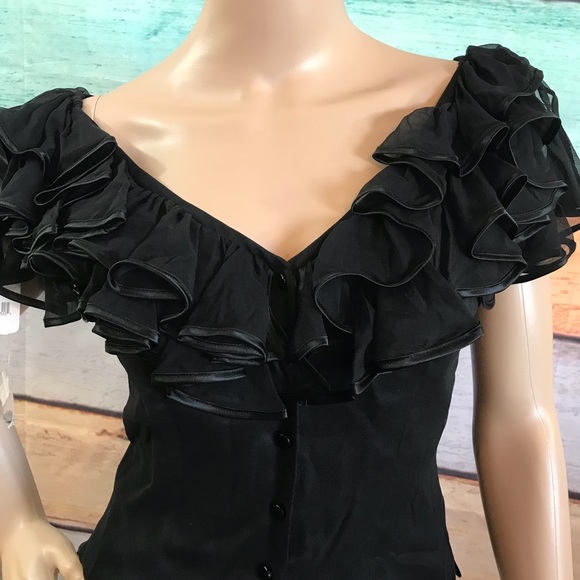 julliana Collezione Tops - Juliana Collezeione Blk Silk Chiffon Blouse, Sz 2